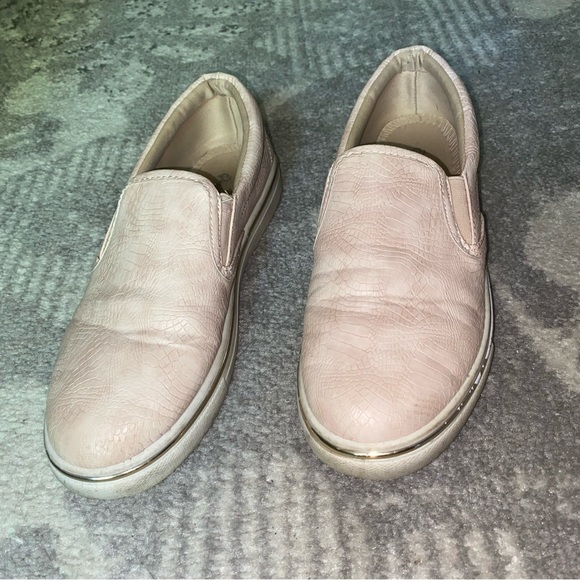 Blush Pink Snakeskin Slip On Sneakers - Picture 4 of 12